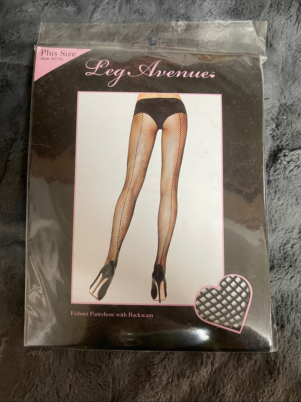 Leg Avenue Black Fishnet Tights with Backseam - Plus Size